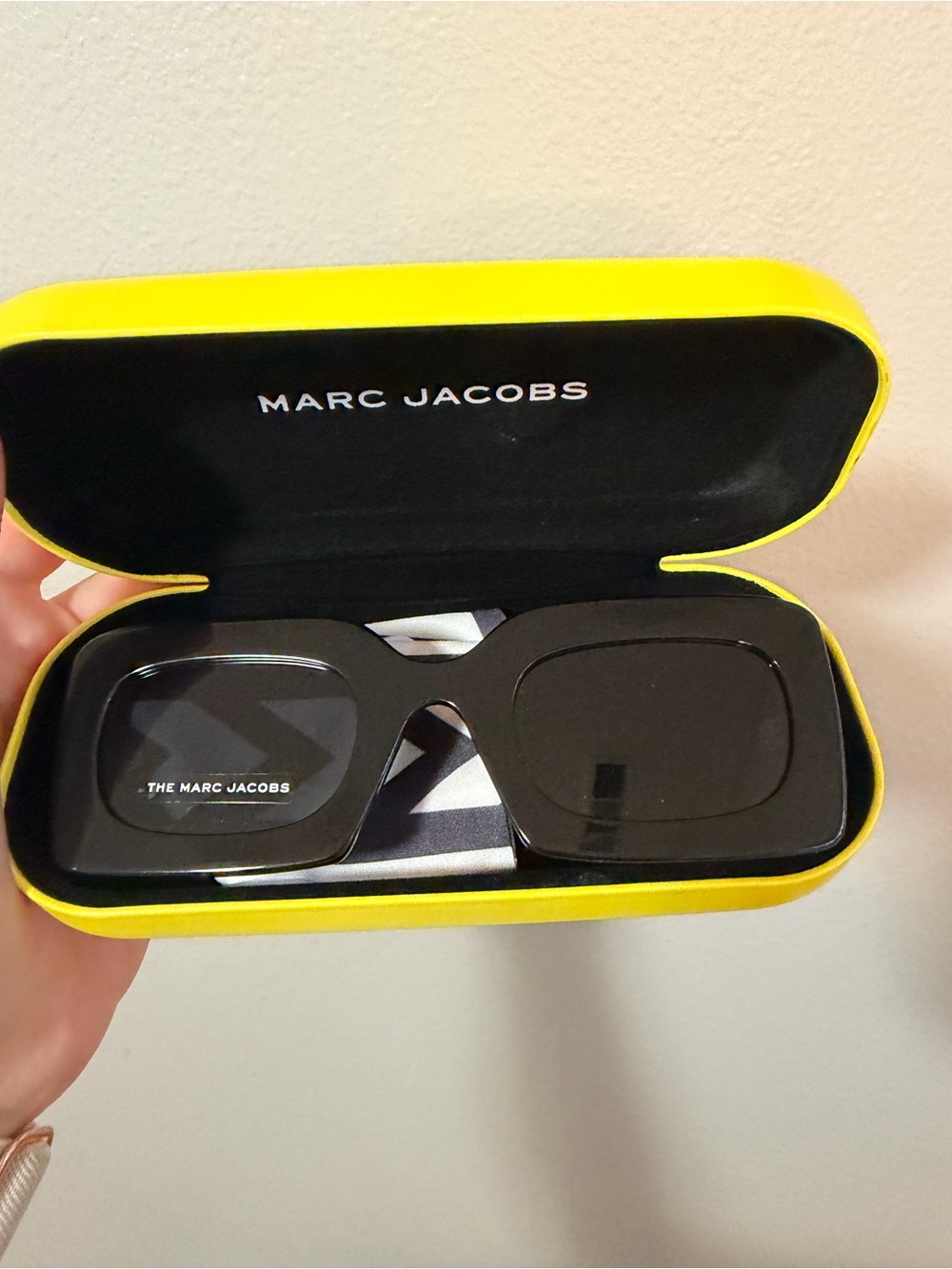 Marc Jacobs Black Square Sunglasses with Yellow Case